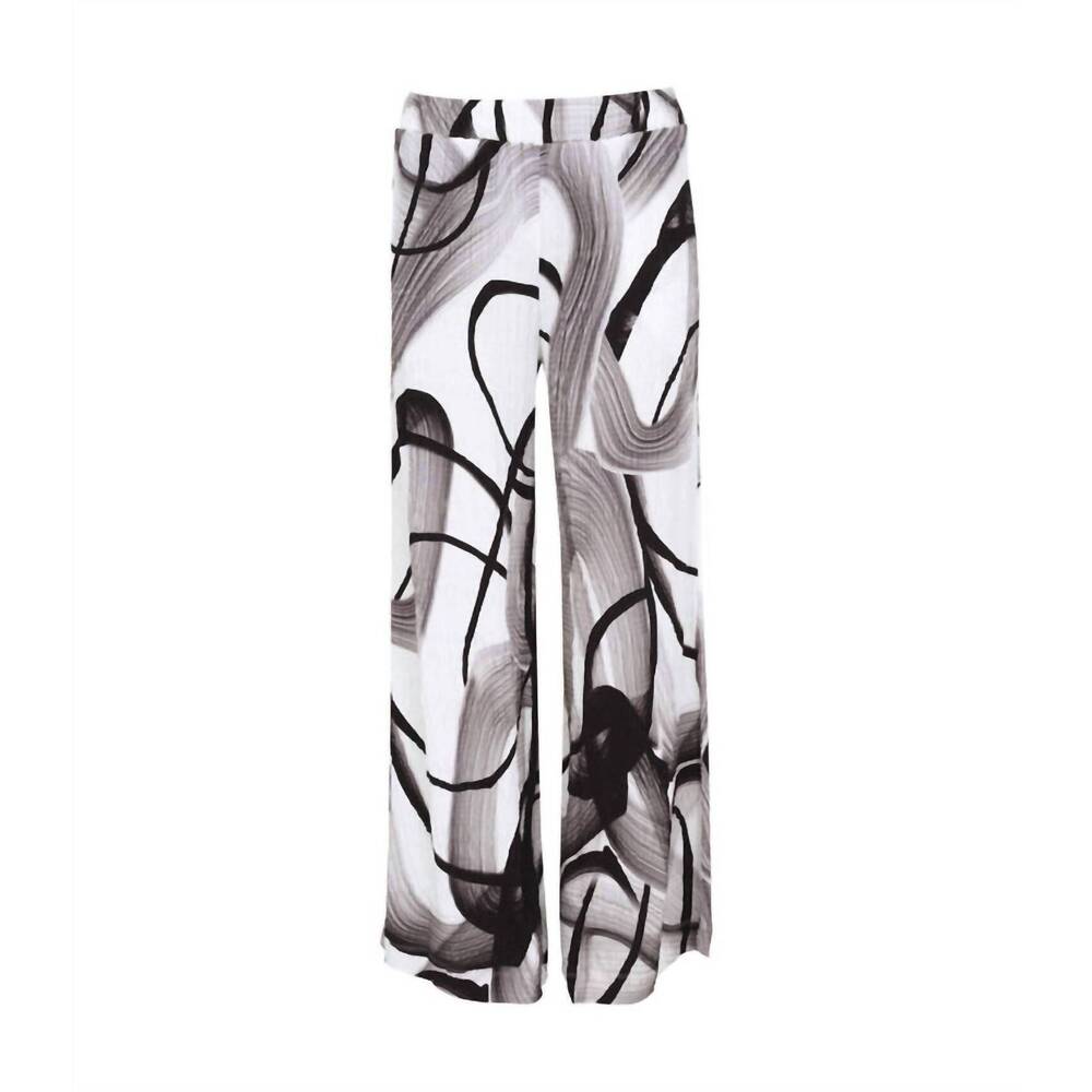 NEW DOLCEZZA women's swirl print pants in black/white